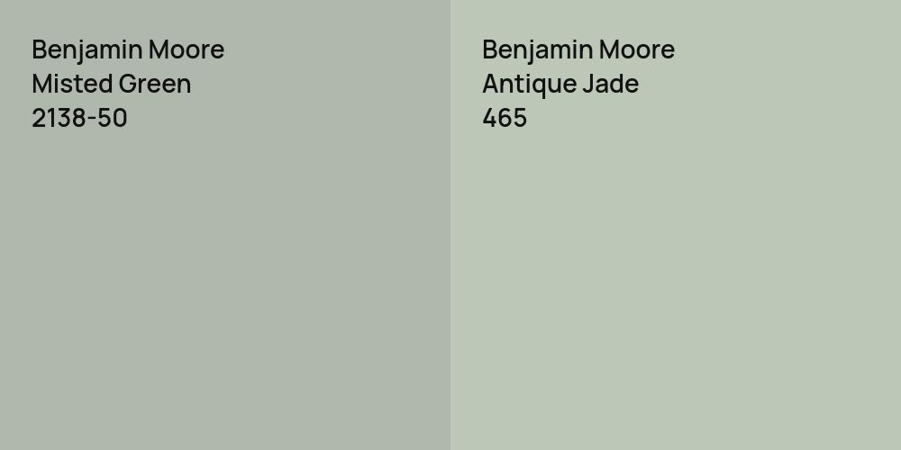 Benjamin Moore Misted Green vs. Benjamin Moore Antique Jade