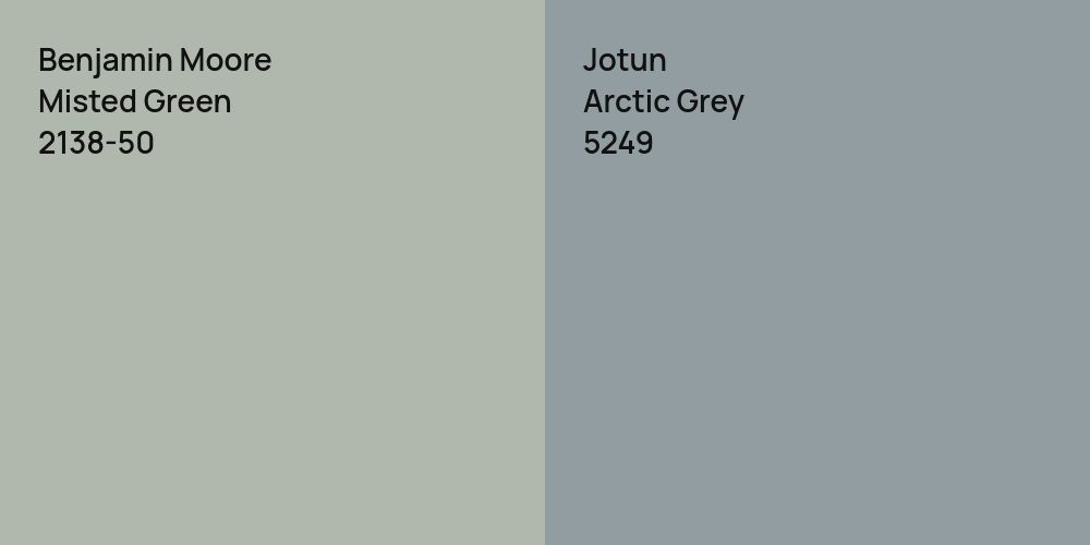 Benjamin Moore Misted Green vs. Jotun Arctic Grey