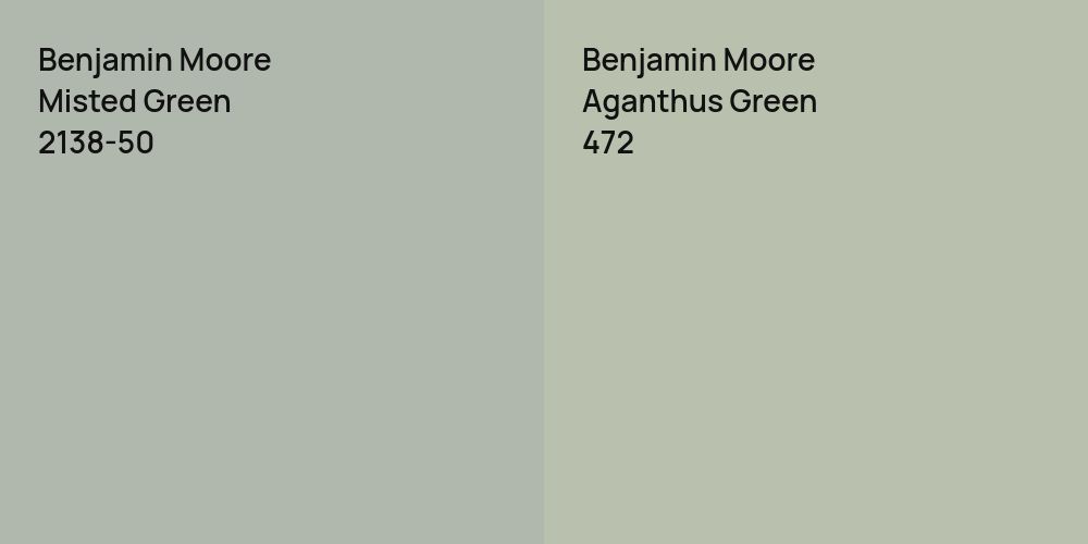 Benjamin Moore Misted Green vs. Benjamin Moore Aganthus Green