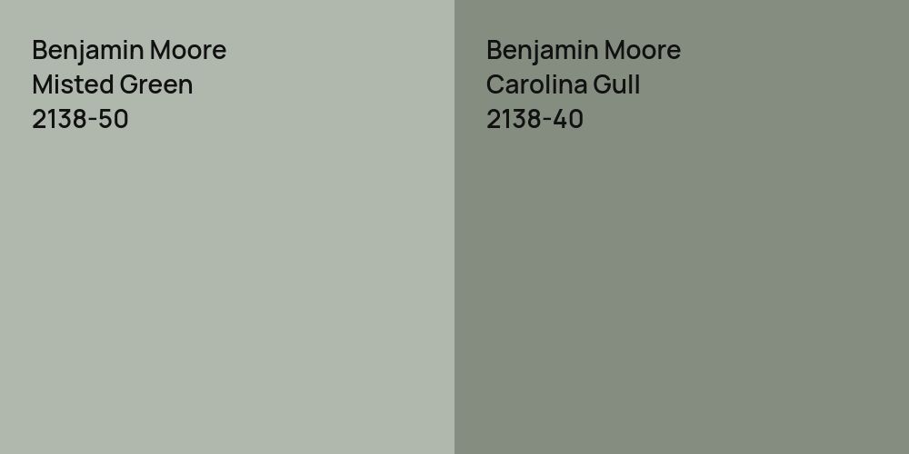 Benjamin Moore Misted Green vs. Benjamin Moore Carolina Gull