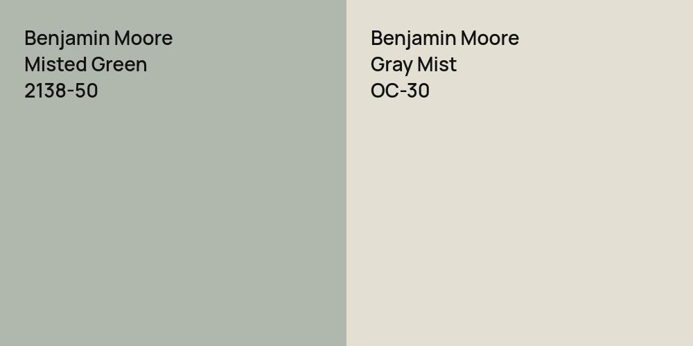 Benjamin Moore Misted Green vs. Benjamin Moore Gray Mist