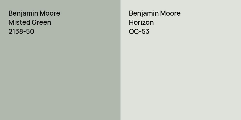 Benjamin Moore Misted Green vs. Benjamin Moore Horizon