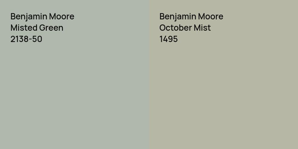 Benjamin Moore Misted Green vs. Benjamin Moore October Mist