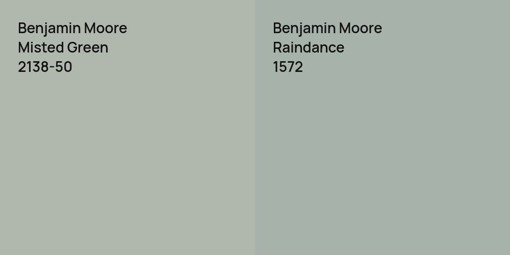 Benjamin Moore Misted Green vs. Benjamin Moore Raindance