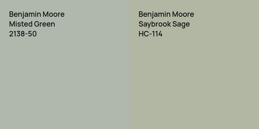 Benjamin Moore Misted Green vs. Benjamin Moore Saybrook Sage