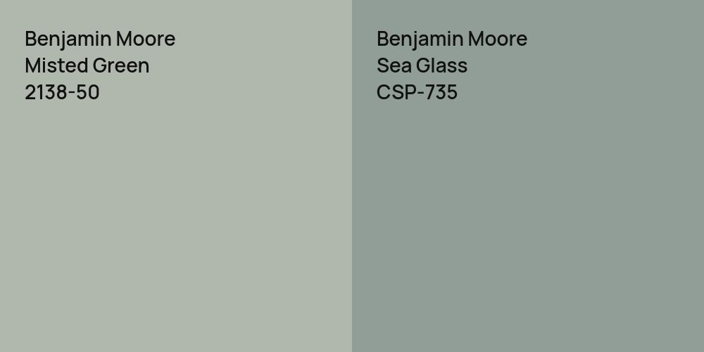 Benjamin Moore Misted Green vs. Benjamin Moore Sea Glass