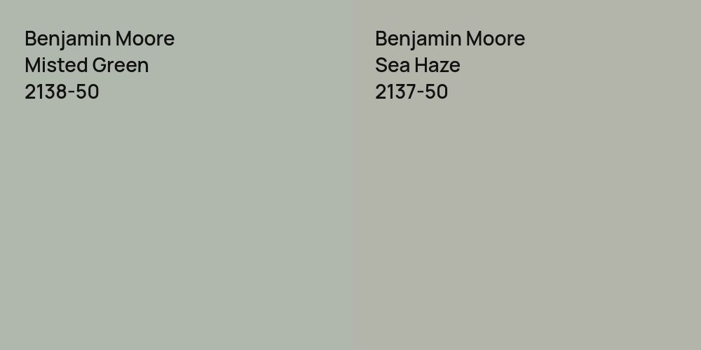 Benjamin Moore Misted Green vs. Benjamin Moore Sea Haze