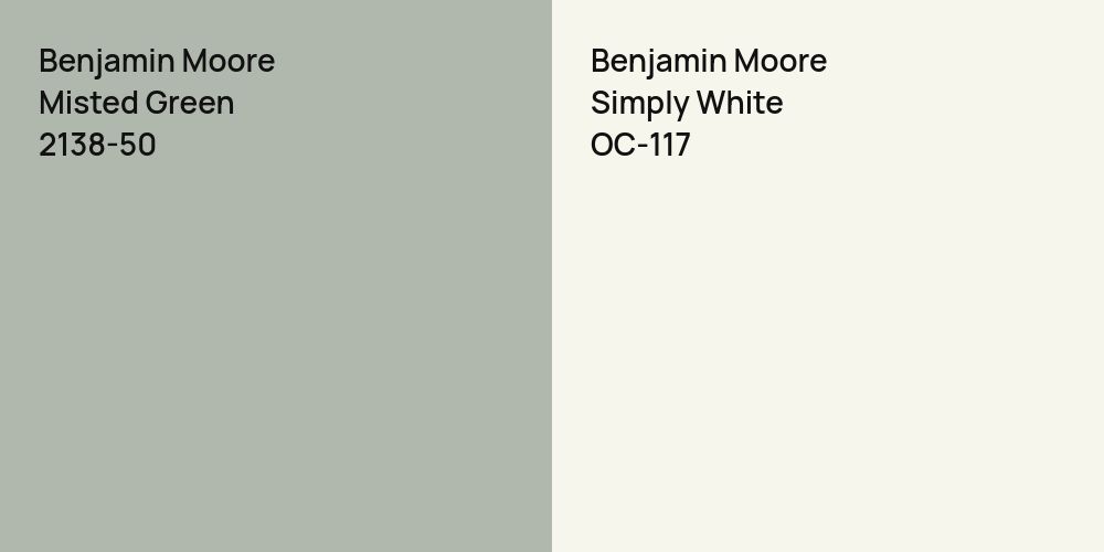 Benjamin Moore Misted Green vs. Benjamin Moore Simply White