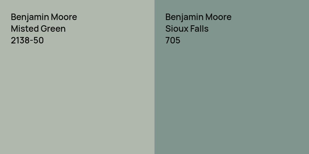 Benjamin Moore Misted Green vs. Benjamin Moore Sioux Falls