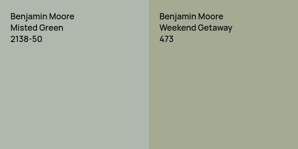 Benjamin Moore Misted Green vs. Benjamin Moore Weekend Getaway