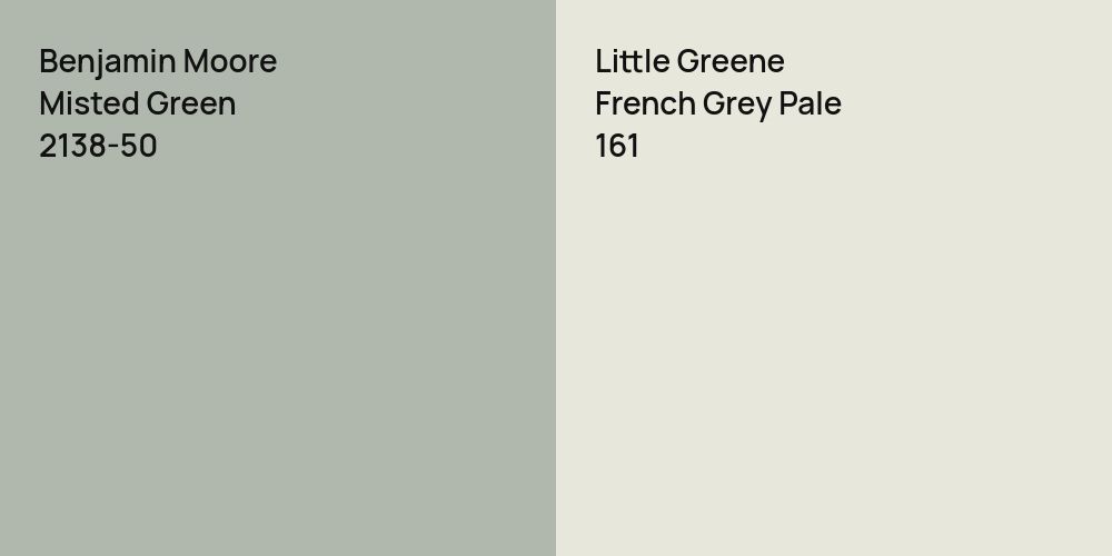 Benjamin Moore Misted Green vs. Little Greene French Grey Pale