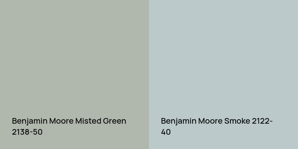 Benjamin Moore Misted Green vs. Benjamin Moore Smoke