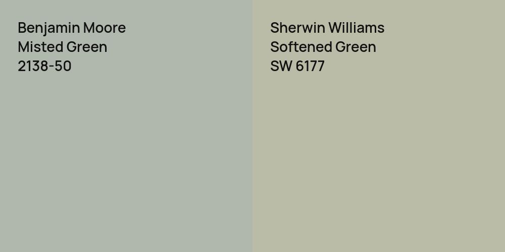 Benjamin Moore Misted Green vs. Sherwin Williams Softened Green