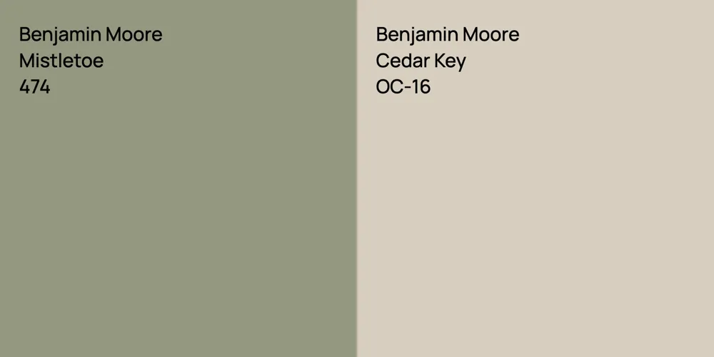 Benjamin Moore Mistletoe vs. Benjamin Moore Cedar Key