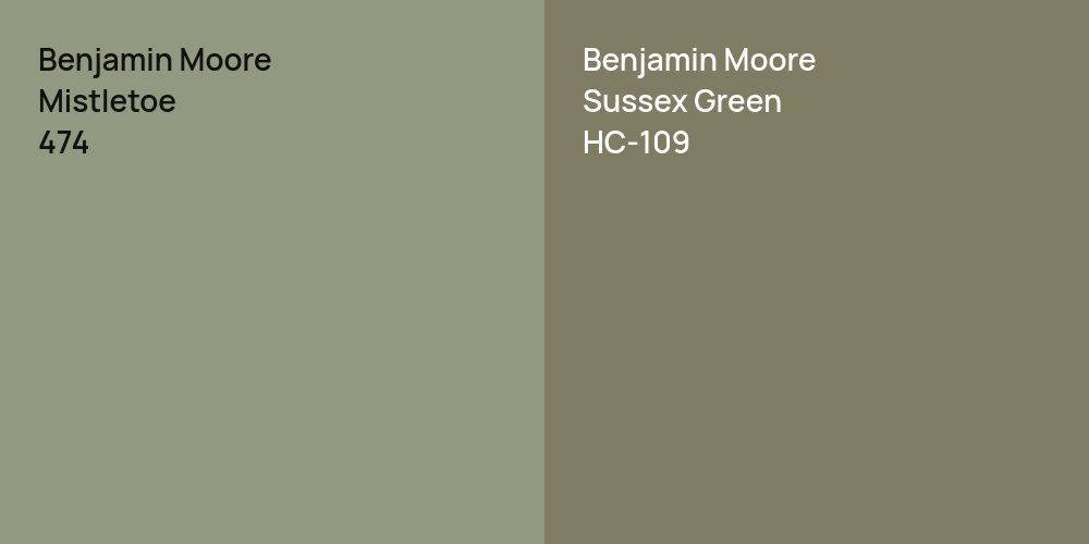 Benjamin Moore Mistletoe vs. Benjamin Moore Sussex Green