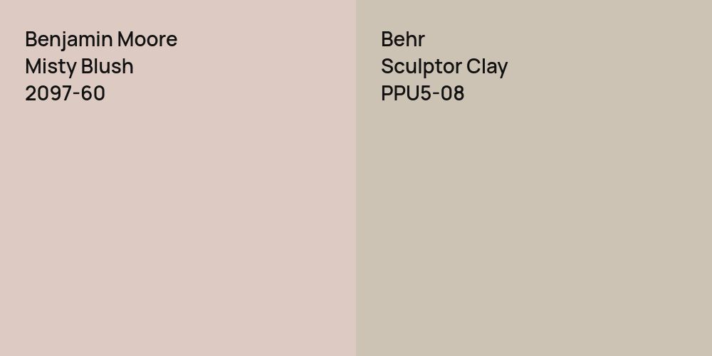 Benjamin Moore Misty Blush vs. Behr Sculptor Clay