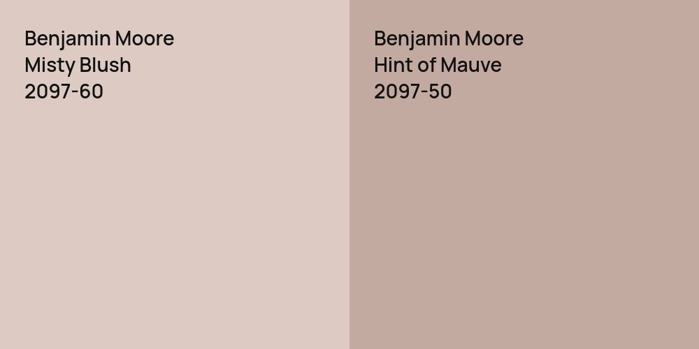 Benjamin Moore Misty Blush vs. Benjamin Moore Hint of Mauve