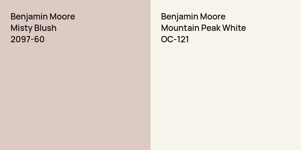 Benjamin Moore Misty Blush vs. Benjamin Moore Mountain Peak White