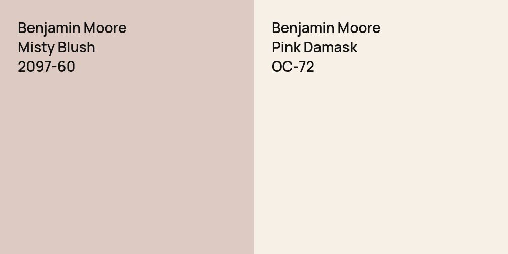 Benjamin Moore Misty Blush vs. Benjamin Moore Pink Damask