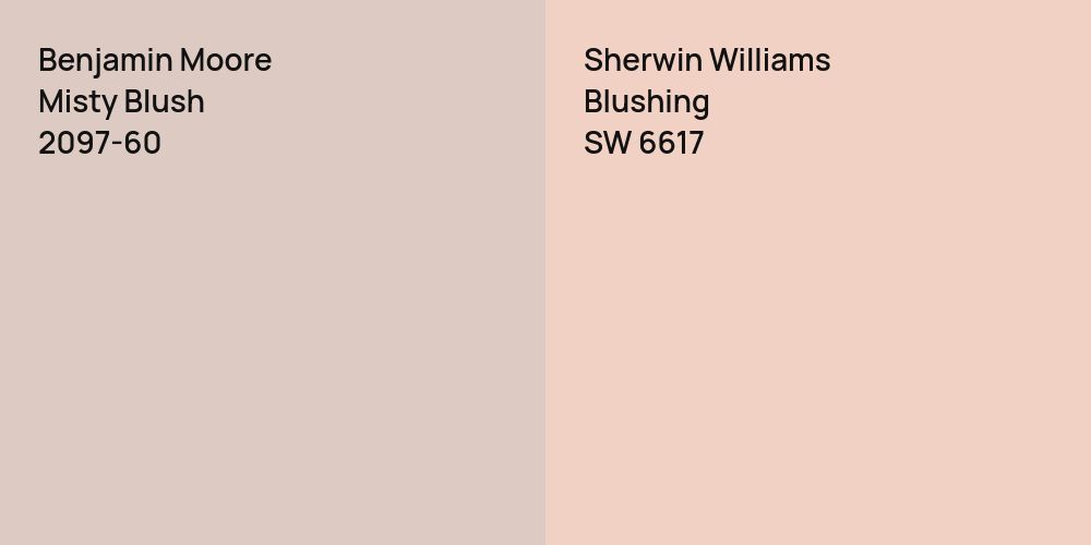 Benjamin Moore Misty Blush vs. Sherwin Williams Blushing