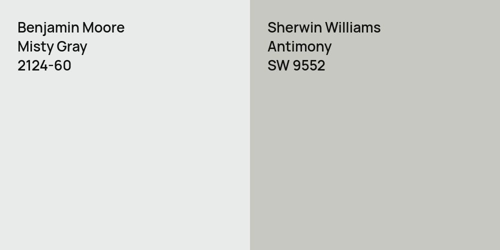 Benjamin Moore Misty Gray vs. Sherwin Williams Antimony