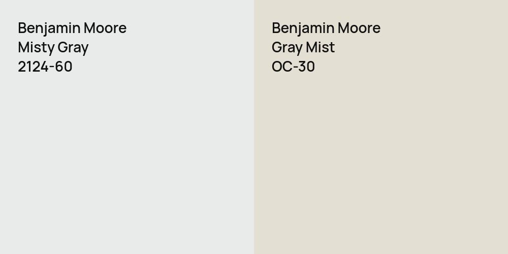 Benjamin Moore Misty Gray vs. Benjamin Moore Gray Mist