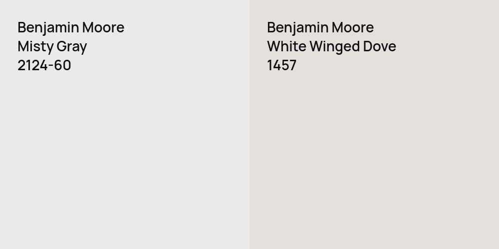 Benjamin Moore Misty Gray vs. Benjamin Moore White Winged Dove