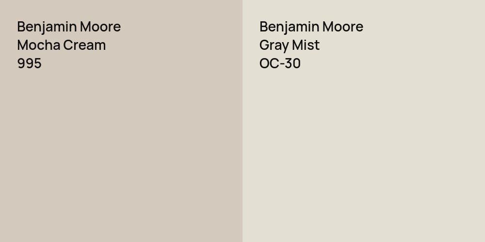 Benjamin Moore Mocha Cream vs. Benjamin Moore Gray Mist