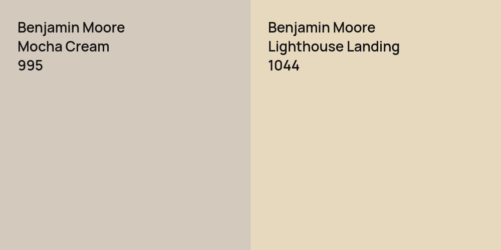 Benjamin Moore Mocha Cream vs. Benjamin Moore Lighthouse Landing