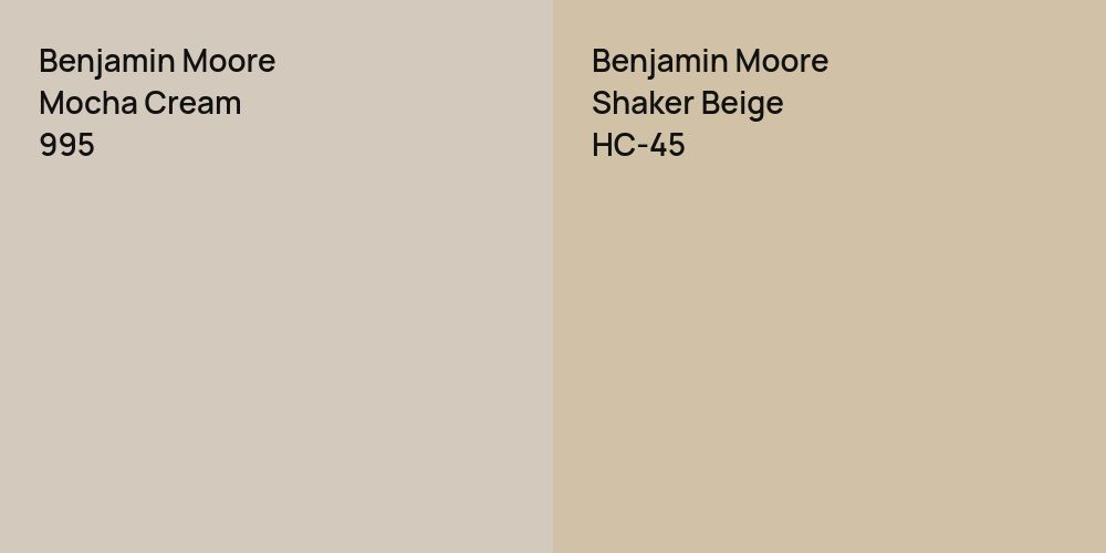 Benjamin Moore Mocha Cream vs. Benjamin Moore Shaker Beige