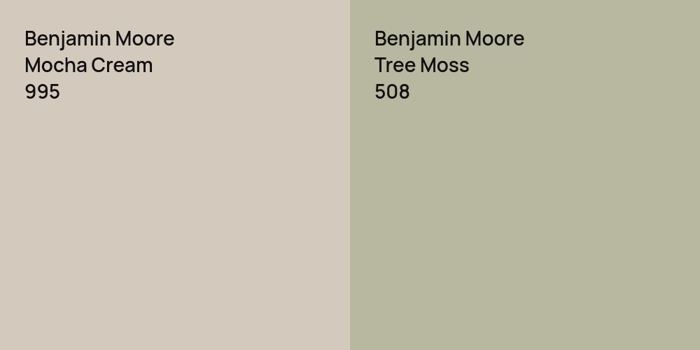 Benjamin Moore Mocha Cream vs. Benjamin Moore Tree Moss