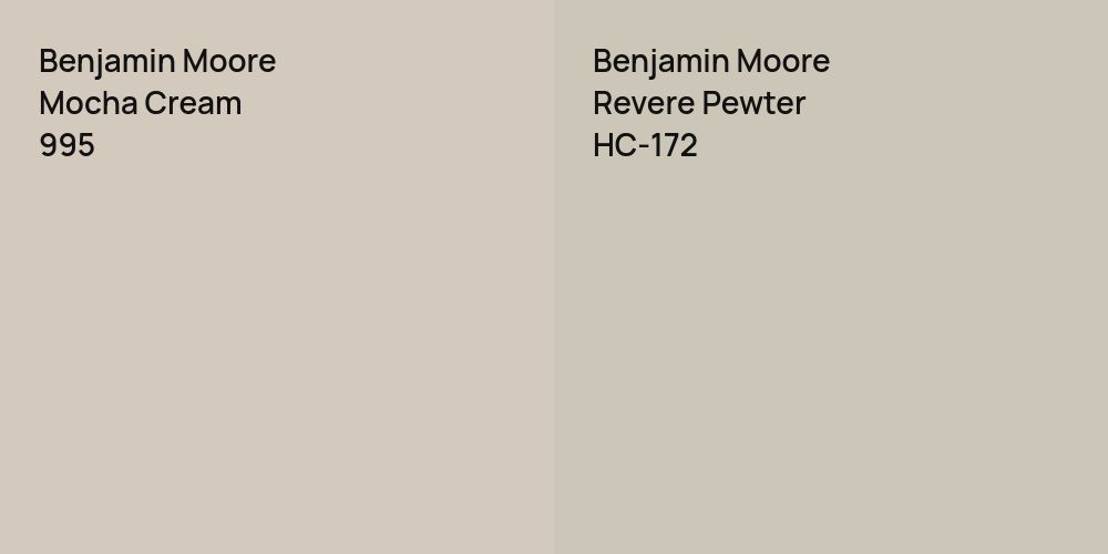 Benjamin Moore Mocha Cream vs. Benjamin Moore Revere Pewter