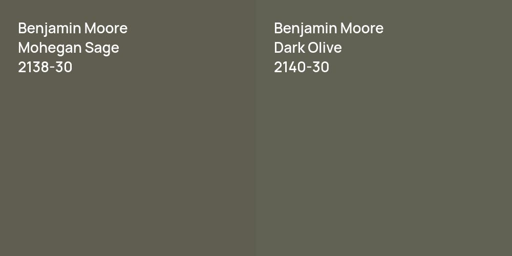 Benjamin Moore Mohegan Sage vs. Benjamin Moore Dark Olive