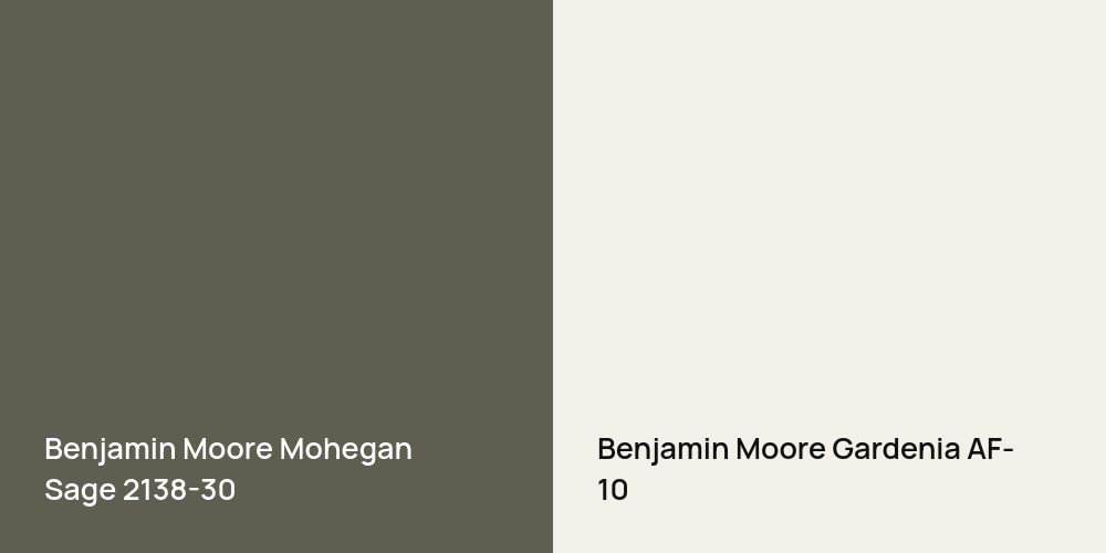 Benjamin Moore Mohegan Sage vs. Benjamin Moore Gardenia