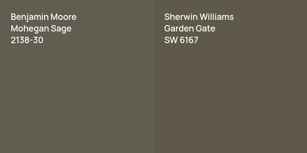 Benjamin Moore Mohegan Sage vs. Sherwin Williams Garden Gate