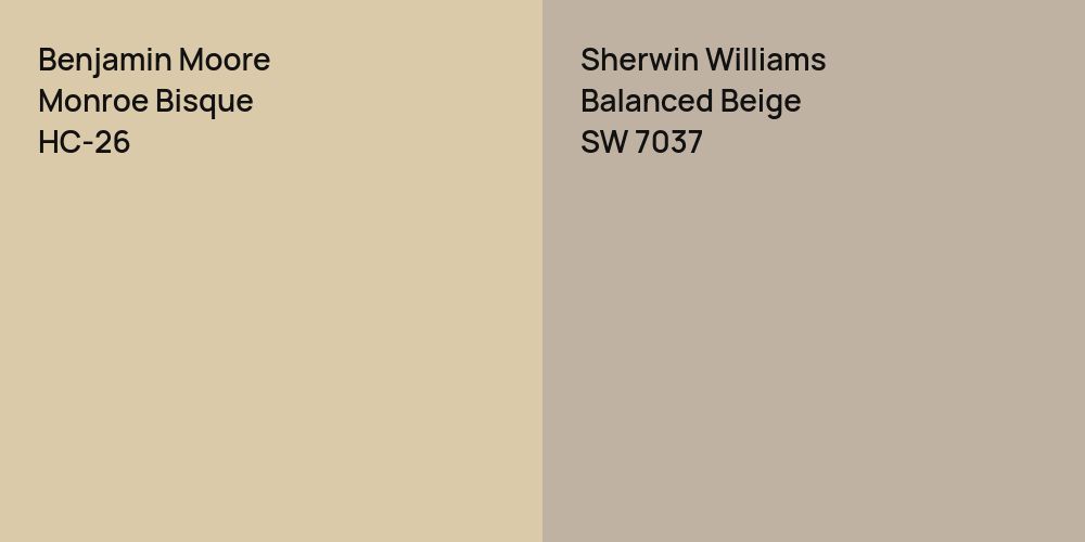 Benjamin Moore Monroe Bisque vs. Sherwin Williams Balanced Beige