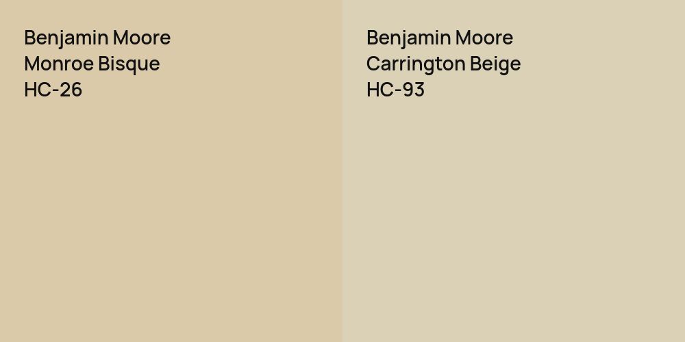 Benjamin Moore Monroe Bisque vs. Benjamin Moore Carrington Beige