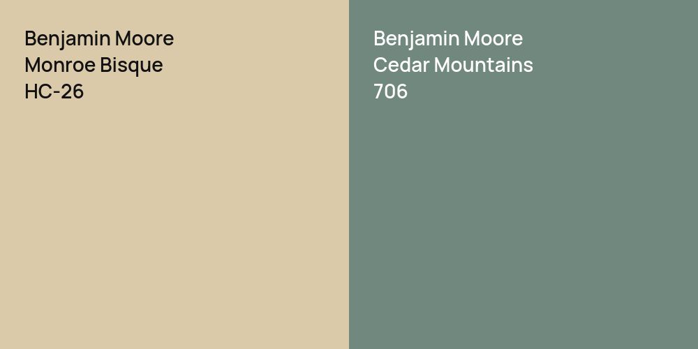 Benjamin Moore Monroe Bisque vs. Benjamin Moore Cedar Mountains