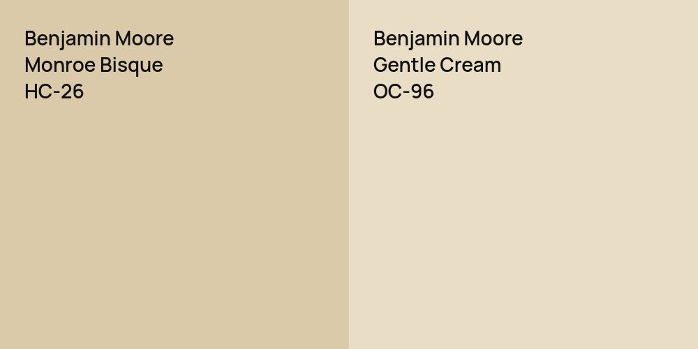 Benjamin Moore Monroe Bisque vs. Benjamin Moore Gentle Cream