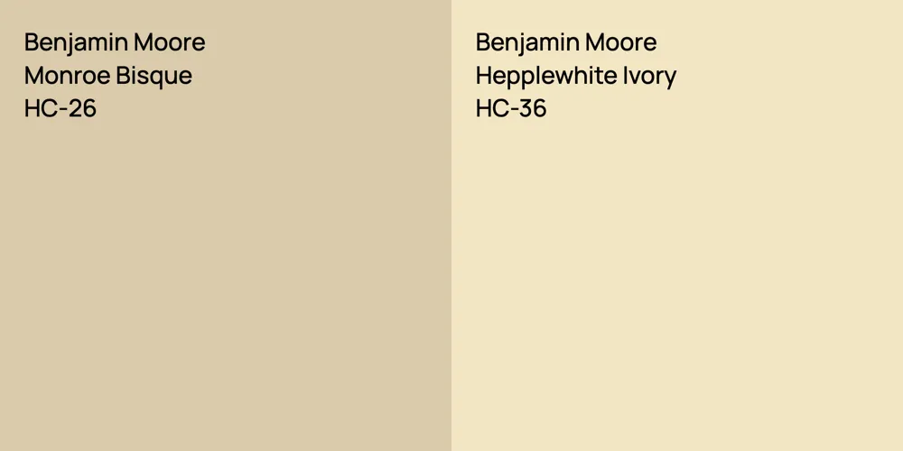 Benjamin Moore Monroe Bisque vs. Benjamin Moore Hepplewhite Ivory