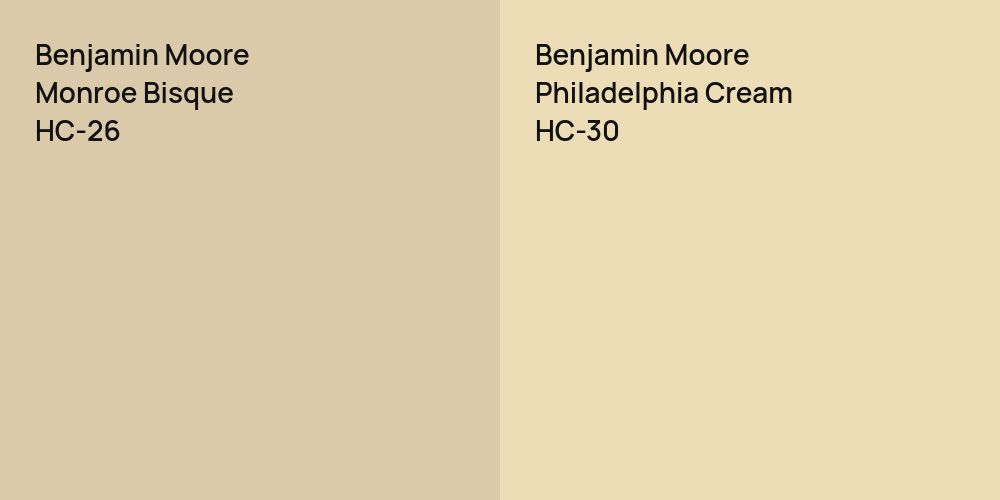 Benjamin Moore Monroe Bisque vs. Benjamin Moore Philadelphia Cream