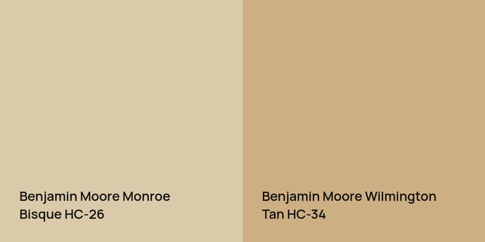 Benjamin Moore Monroe Bisque vs. Benjamin Moore Wilmington Tan