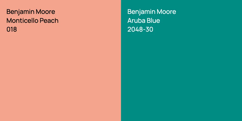 Benjamin Moore Monticello Peach vs. Benjamin Moore Aruba Blue