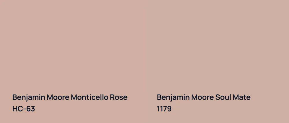 Benjamin Moore Monticello Rose HC-63 vs Benjamin Moore Soul Mate 1179