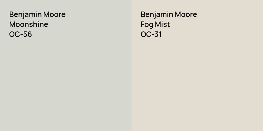 Benjamin Moore Moonshine vs. Benjamin Moore Fog Mist