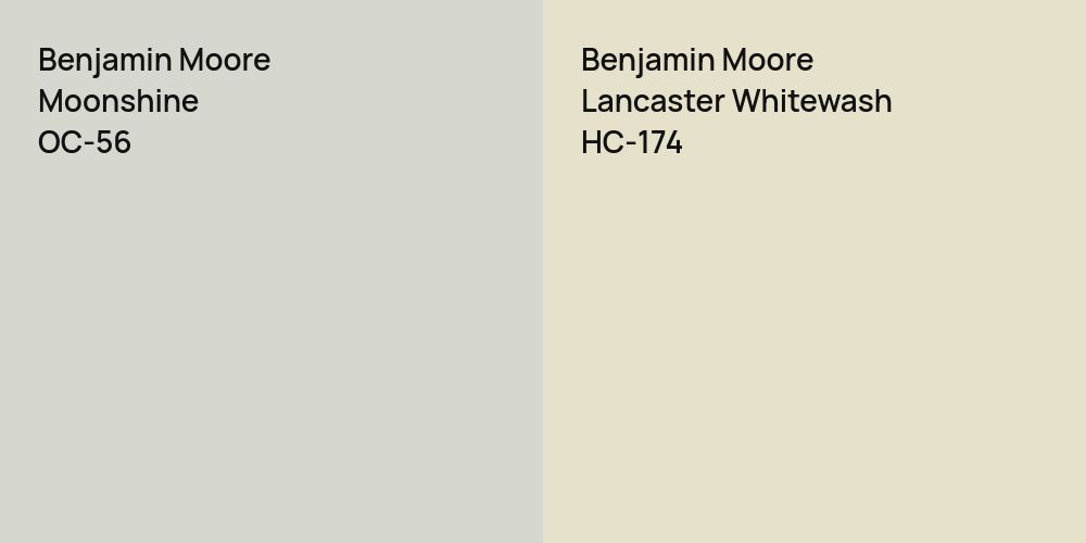 Benjamin Moore Moonshine vs. Benjamin Moore Lancaster Whitewash