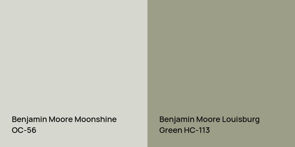 Benjamin Moore Moonshine vs. Benjamin Moore Louisburg Green