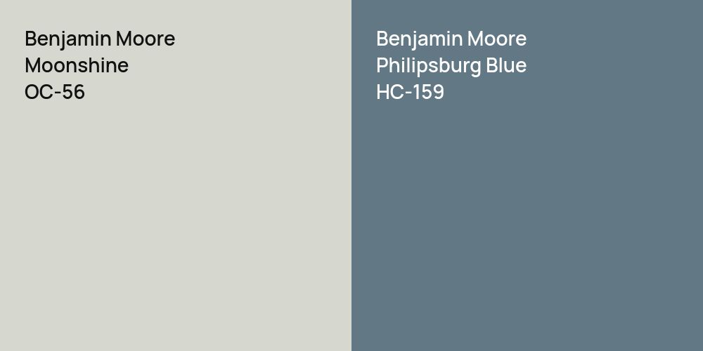 Benjamin Moore Moonshine vs. Benjamin Moore Philipsburg Blue