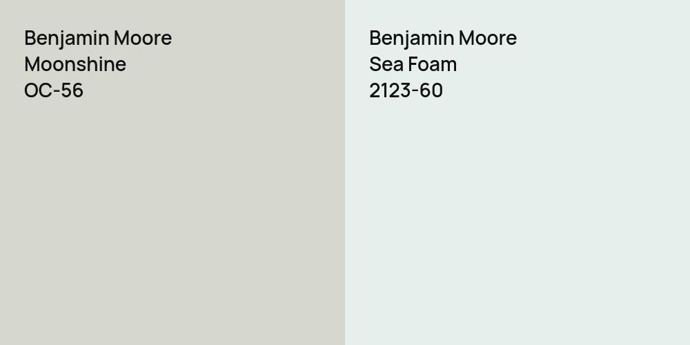 Benjamin Moore Moonshine vs. Benjamin Moore Sea Foam