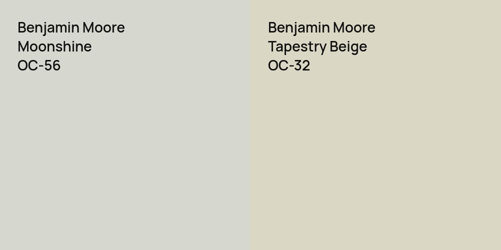 Benjamin Moore Moonshine vs. Benjamin Moore Tapestry Beige